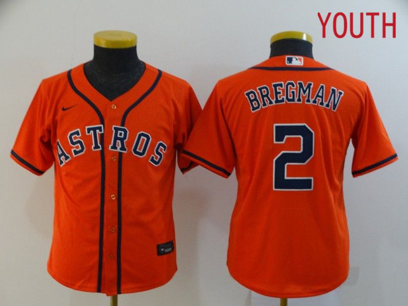 Youth Houston Astros #2 Bregman Orange Nike Game MLB Jerseys